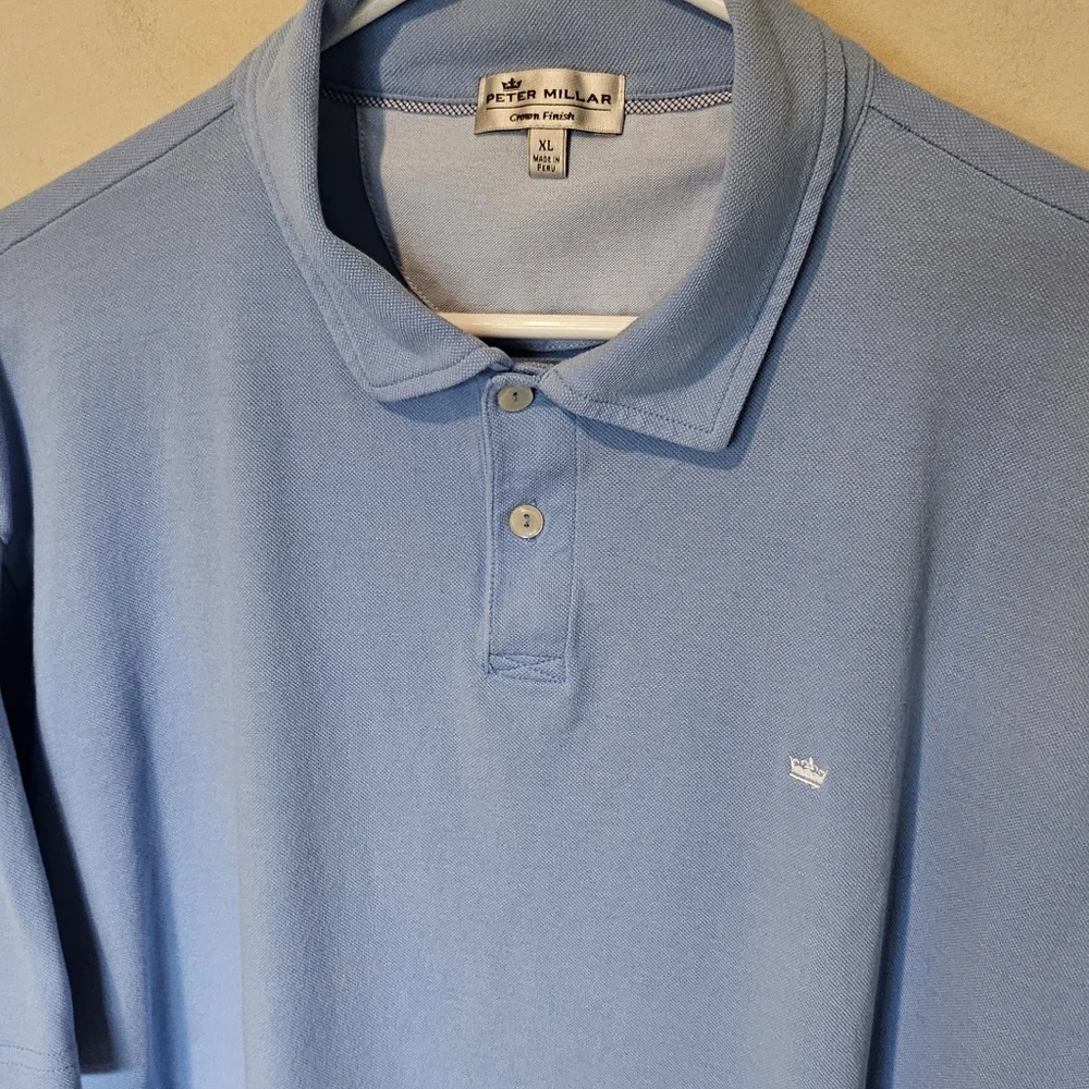 Peter Millar Crown Finish Stretch Cotton Polo Shirt  - Crown Logo - Size XL - Picture 2 of 6